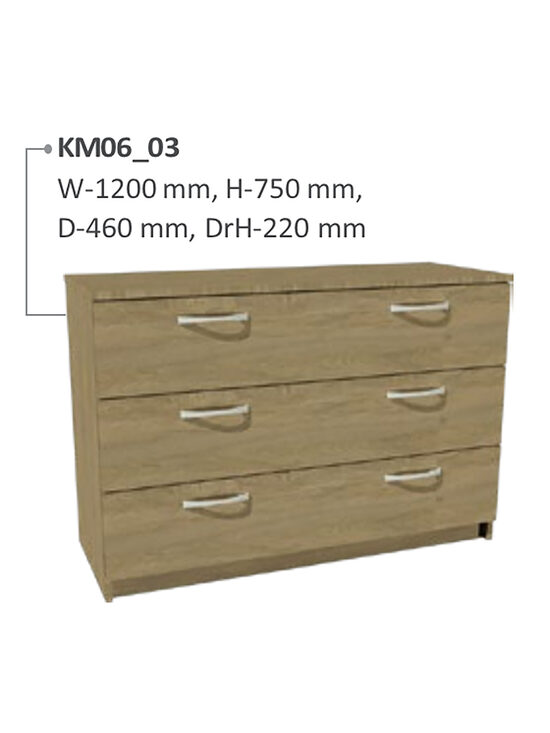 Kumode ar trīs atvilktnēm